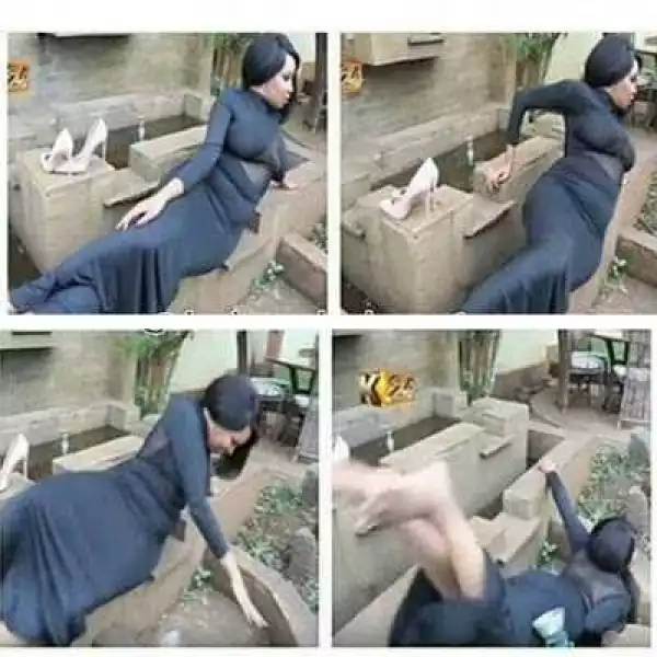 See hillarious viral photos of lady trying to take perfect photo but lands on the floor instead